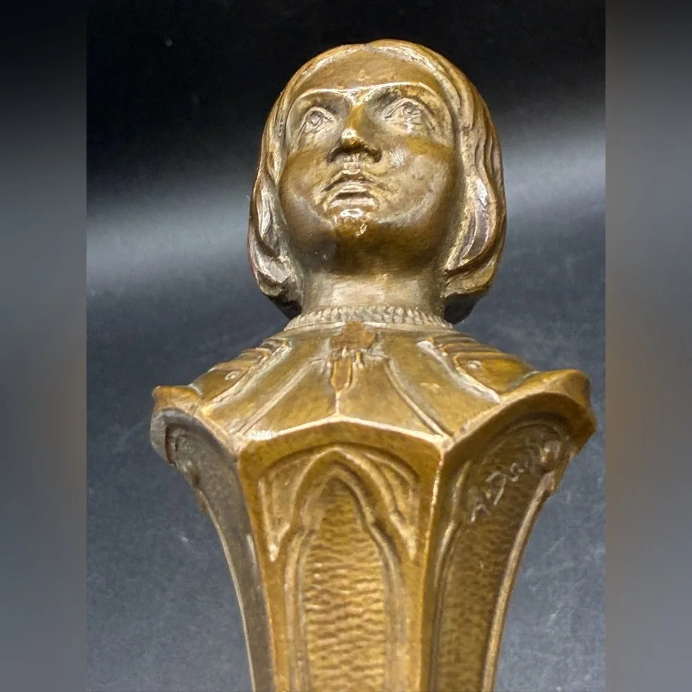 A. Dahl Signed Antique Joan of Arc Bronze Figure Wax Seal, Blank Wax Seal